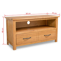 TV Cabinet 90x35x48 cm Solid Oak Wood Kings Warehouse 