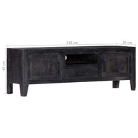 TV Cabinet Black 118x30x40 cm Solid Mango Wood Kings Warehouse 