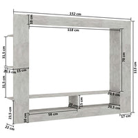 TV Cabinet Concrete Grey 152x22x113 cm Living room Kings Warehouse 
