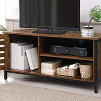 TV Cabinet for up to 127cm TVs with Louvred Door 2 Shelves for Living Room and Bedroom Rustic Brown and Black living room Kings Warehouse 