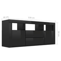 TV Cabinet High Gloss Black 120x30x50 cm Living room Kings Warehouse 