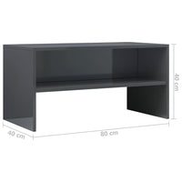 TV Cabinet High Gloss Grey 80x40x40 cm Living room Kings Warehouse 