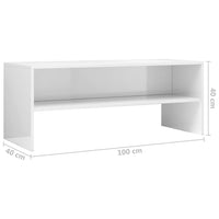 TV Cabinet High Gloss White 100x40x40 cm Kings Warehouse 