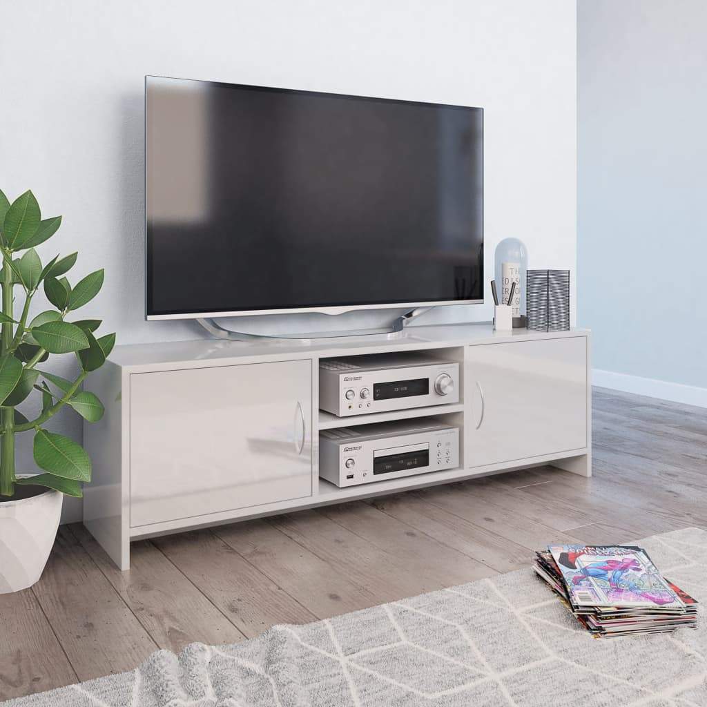 TV Cabinet High Gloss White 120x30x37,5 cm Living room Kings Warehouse 
