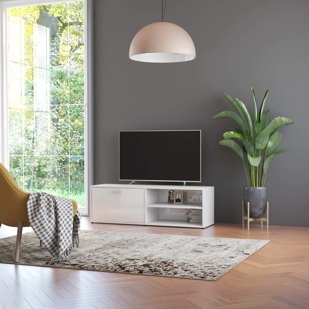 TV Cabinet High Gloss White 120x34x37 cm Living room Kings Warehouse 