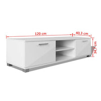 TV Cabinet High-Gloss White 120x40.3x34.7 cm Kings Warehouse 