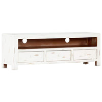 TV Cabinet White 120x30x40 cm Solid Acacia Wood Kings Warehouse 