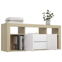 TV Cabinet White and Sonoma Oak 120x30x50 cm Living room Kings Warehouse 