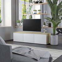 TV Cabinet White and Sonoma Oak 120x34x30 cm
