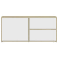 TV Cabinet White and Sonoma Oak 80x34x36 cm Living room Kings Warehouse 