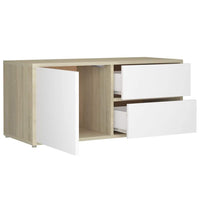 TV Cabinet White and Sonoma Oak 80x34x36 cm Living room Kings Warehouse 