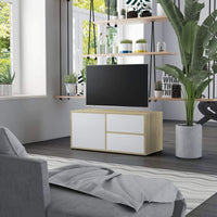 TV Cabinet White and Sonoma Oak 80x34x36 cm