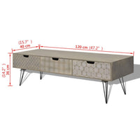 TV Cabinet with 3 Drawers 120x40x36 cm Grey Kings Warehouse 