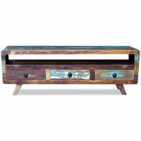TV Cabinet with 3 Drawers Solid Reclaimed Wood Kings Warehouse 
