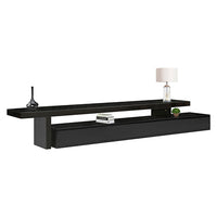 TV Cabinet with 3 Storage Drawers Extendable With Glossy MDF Entertainment Unit in Black Color Living Room Kings Warehouse 