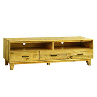 TV Cabinet with 3 Storage Drawers with Shelf in Wooden Entertainment Unit in Light Brown Colour Kings Warehouse 