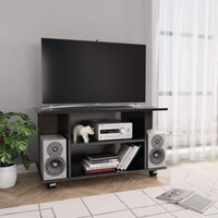 TV Cabinet with Castors High Gloss Black 80x40x40 cm