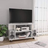 TV Cabinet with Castors High Gloss White 80x40x40 cm