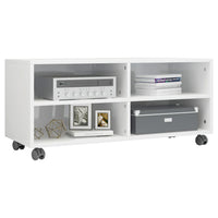 TV Cabinet with Castors High Gloss White 90x35x35 cm Living room Kings Warehouse 