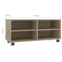 TV Cabinet with Castors Sonoma Oak 90x35x35 cm Living room Kings Warehouse 
