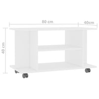 TV Cabinet with Castors White 80x40x40 cm Kings Warehouse 