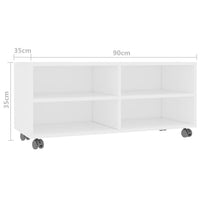 TV Cabinet with Castors White 90x35x35 cm Living room Kings Warehouse 