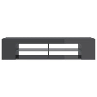 TV Cabinet with LED Lights High Gloss Grey 135x39x30 cm living room Kings Warehouse 