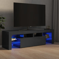 TV Cabinet with LED Lights High Gloss Grey 140x35x40 cm