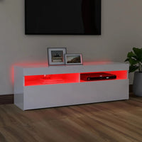 TV Cabinet with LED Lights High Gloss White 120x35x40 cm living room Kings Warehouse 