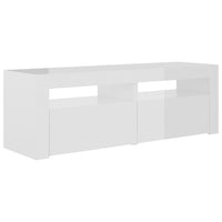 TV Cabinet with LED Lights High Gloss White 120x35x40 cm living room Kings Warehouse 