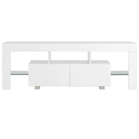 TV Cabinet with LED Lights High Gloss White 130x35x45 cm Kings Warehouse 