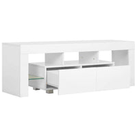 TV Cabinet with LED Lights High Gloss White 130x35x45 cm Kings Warehouse 