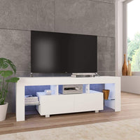 TV Cabinet with LED Lights High Gloss White 130x35x45 cm Kings Warehouse Default Title 