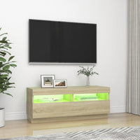 TV Cabinet with LED Lights Sonoma Oak 100x35x40 cm living room Kings Warehouse 