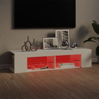 TV Cabinet with LED Lights White 135x39x30 cm living room Kings Warehouse 