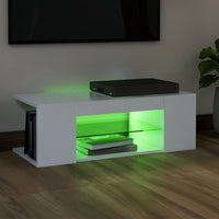 TV Cabinet with LED Lights White 90x39x30 cm living room Kings Warehouse 