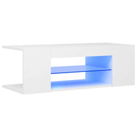 TV Cabinet with LED Lights White 90x39x30 cm living room Kings Warehouse 