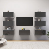 TV Cabinets 7 pcs High Gloss Grey 30.5x30x60 cm