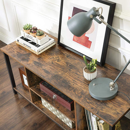 TV Console Unit with Open Storage Rustic Brown and Black Industrial living room Kings Warehouse 