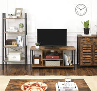 TV Console Unit with Open Storage Rustic Brown and Black Industrial living room Kings Warehouse 
