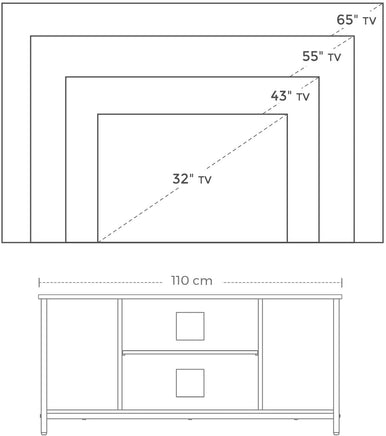TV Console Unit with Open Storage Rustic Brown and Black Industrial living room Kings Warehouse 