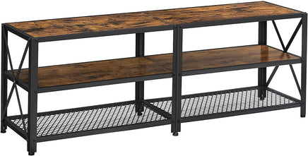 TV Stand for 60-Inch TV with Industrial Style Steel Frame Rustic Brown and Black living room Kings Warehouse 