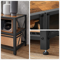 TV Stand for 60-Inch TV with Industrial Style Steel Frame Rustic Brown and Black living room Kings Warehouse 