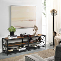 TV Stand for 60-Inch TV with Industrial Style Steel Frame Rustic Brown and Black living room Kings Warehouse 