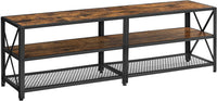 TV Stand for TV Steel Frame up to 178 cm with Shelves for Living Room and Bedroom Furniture Rustic Brown and Black living room Kings Warehouse 