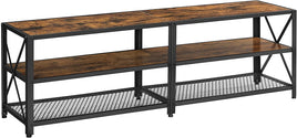 TV Stand for TV Steel Frame up to 178 cm with Shelves for Living Room and Bedroom Furniture Rustic Brown and Black living room Kings Warehouse 