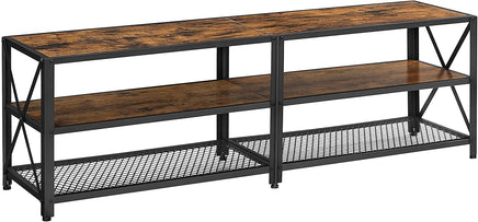 TV Stand for TV Steel Frame up to 178 cm with Shelves for Living Room and Bedroom Furniture Rustic Brown and Black living room Kings Warehouse 