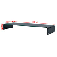 TV Stand/Monitor Riser Glass Black 100x30x13 cm Kings Warehouse 