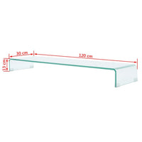 TV Stand/Monitor Riser Glass Clear 120x30x13 cm Kings Warehouse 