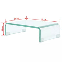 TV Stand/Monitor Riser Glass Clear 40x25x11 cm Kings Warehouse 
